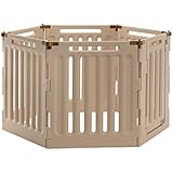 Richell Convertible Indoor/Outdoor Pet Playpen, Large, Soft Tan/Mocha