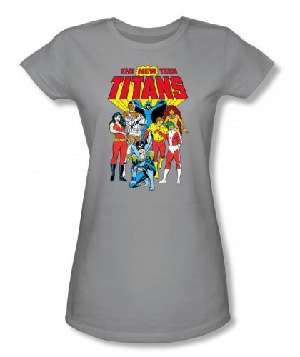  Dc Comics - New Teen Titans Juniors T-Shirt In Silver
