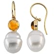 14K Yellow Gold Paspaley South Sea Cultured Pearl and Citrine Earrings - 11.00mm