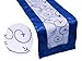 BalsaCircle 14 x 108-Inch Royal Blue Satin Edges and Embroidered Organza Table Top Runner - Wedding Party Linens Decorations