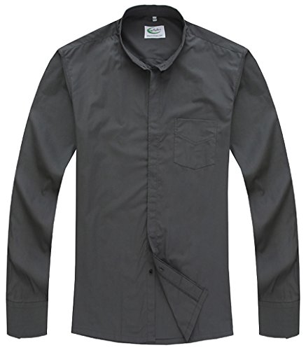 Ivyrobes Mens Tab-Collar Long Sleeves Clergy Shirt Grey