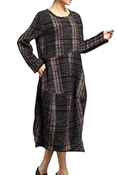 Polyester/Wool Long Sleeves Fall Slit  Dress