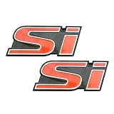 2 x (pair set) Red Si Embossed Aluminum Emblem Badge Nameplate for Honda Civic 