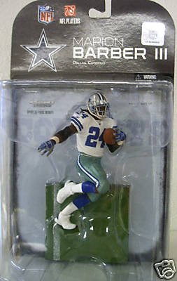 MARION BARBER III Blue Glove CHASE VARIANT #24 Dallas Cowboys Football Figure by McFarlane Toys NFL 2008 Wave 3 w/ WHITE JERSEY series 19