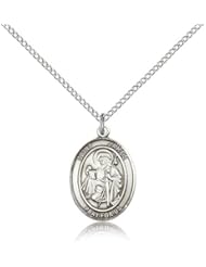 .925 Sterling Silver Saint St. James the Greater Medal Pendant 3/4 x 1/2 Inches Against Arthritis/Spain-8050- Comes with a .925 Sterling Silver Lite Curb Chain Neckace And a Black velvet Box