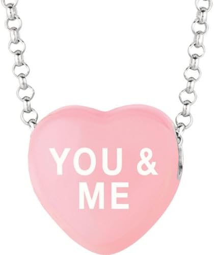 Light Pink 16.25X17.00 mm, Sweethearts¨ "You & ME" Enamel Heart Shaped 16" Necklace
