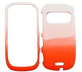 Nokia C7 Leather Finish Two Tone, White and Orange Hard Case/Cover/Faceplat ....