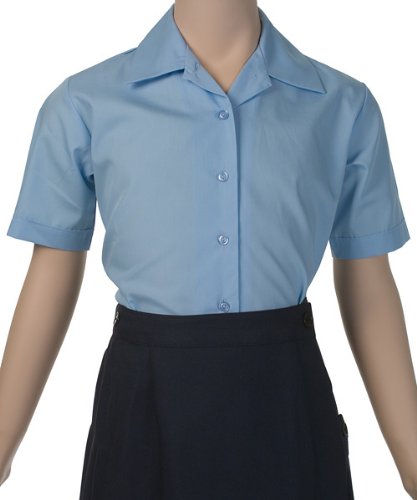 French Toast Short Sleeve Point Collar Blouse (Sizes 7-20) - blue, 18