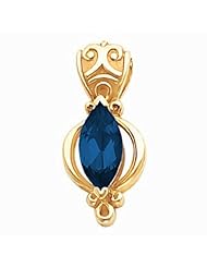 14K Yellow Gold Marquise Cut Chatham Created Sapphire Pendant -- LIFETIME WARRANTY