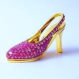 Pink HIGH HEEL Shoe Business Card Holder Swarovski Crystals 24k Gold Pump