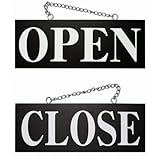 手書き風筆文字 木製サイン看板　「OPEN/CLOSE」　明朝体　両面（W15cm&times;H40cm/黒地）