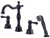 Danze D306757BS Opulence Double Handle Roman Tub Faucet with Salve and Lever Handles with Spray, Black Satin