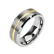 Spikes Womens Tungsten Carbide Gold Striped Band Ring.