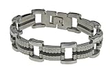 Stainless Steel Bracelet with black rubber and high polished ID - Length: 8"/Width: 17mm