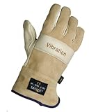 Decade 49404 Leather Anti-Vibration Full-Finger Left Hand Premium Glove with Safety Cuff and Gfom, Buff, X-Large