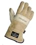 Decade 49502 Leather Anti-Vibration Full-Finger Right Hand Premium Glove with Safety Cuff and Gfom, Buff, Medium