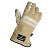 Decade 49402 Leather Anti-Vibration Full-Finger Left Hand Premium Glove with Safety Cuff and Gfom, Buff, Medium