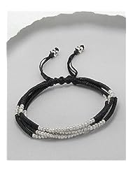 Cotton Waxed Thread Bracelet In Sterling Silver