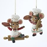 Pack of 6 Pizza Shop Mouse Chef Christmas Ornaments