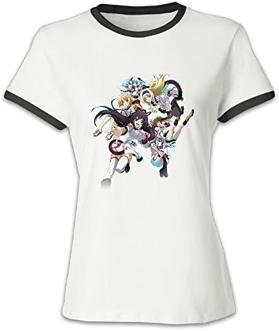 Lonmir Women's Infinite Stratos Round Neck Contrasting T Shirts XXL Black Cool