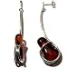 Certified Genuine Cherry Amber and Sterling Silver Big Stone Stud Earrings