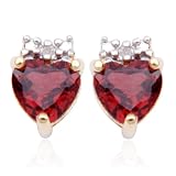 18k Yellow Gold Plated Sterling Silver Garnet and Diamond Accent Post Earrings