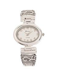 Geneva Platinum Womens Oval Case Bangle Watch, Silver