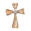 14K Rose Gold Diamond Cross Pendant