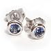 Perfectly Matched Pair of Round Brilliant Sapphire Stud Earring, Bezel Set in 14k White Gold (Tw 0.17)