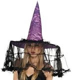 Beautiful French Veil Witch Costum Hat in Purple