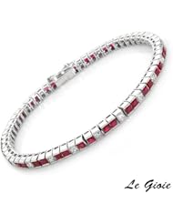 Le Gioie 18K White Gold 3.8 CTW Ruby and 2.5 CTW Color J-K VS1-VS2 Diamond Women Bracelet. Length 7 in. Total Item weight 17.4 g.