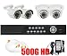 Complete Professional 4 Channel CCTV DVR (500GB HD) with 2 Indoor & 2 Outdoor Security Camera Surveillance System Package - 1/3 SONY CCD, 480 TV Lines Weatherproof Outdoor & Wide Angle Indoor Cameras. iPhone and VGA support, CMS, Real Time Video/Audio Recording, Playback and Network Capability. Built In Motion Detection Recording Function with Sensitivity Adjustment. PTZ Control.