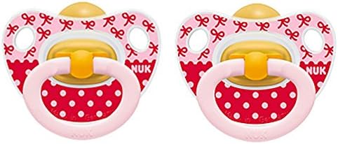 2 NUK Baby Pacifier 0-6 Months Latex Girl Red Soother Newborn 4255-10