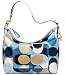 Coach Signature Scarf Pring Large Shoulder Hobo Bag Blue Multi