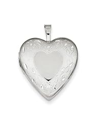 Sterling Silver 20mm Floral Border Heart Locket. Metal Wt- 3.4g