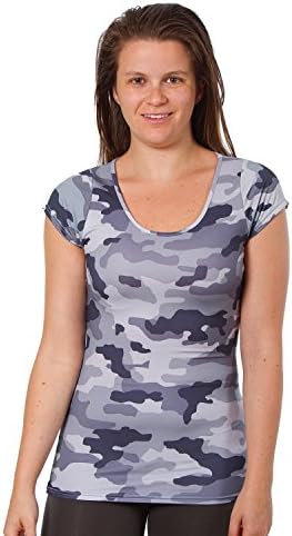 Women's All Over Fashion Top (1X, Gray Camouflage Print)