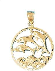 Dazzlers Solid 14 karats gold Dolphin Charm Pendant Available in three colors from jewelsberry (weights: 2.6 grams only)