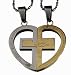 Lovers /Couple Gold /Silver Tone Arrow Cross Heart Pendant Set, Stainless Steel