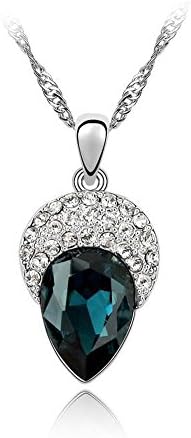 Fun Daisy Swarovski Elements Womens Beautiful Drop Crystal Necklace-Deep Blue