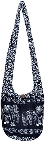 Elephant Classics Bohemian Shoulder Hobo Boho Hippie Purse Bag Black