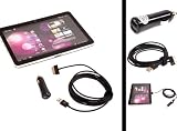 from UltimateAddons Dual USB 2.1 Amp Car Charger for Samsung Galaxy Tab 7 & 10.1 Models, with 3 Metre Long USB Sync & Charge Cable