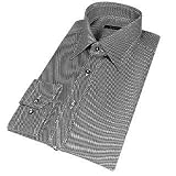 Bagutta White & Black Diagonal Lines Cotton Dress Shirt