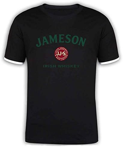 Qikdkg Men's Jameson Irish Whiskey Logo Crew Neck T Shirts-100% Organic Cotton Black XL