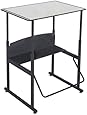 Safco Products 1203GR Alphabetter Stand-Up Desk with Swinging Footrest Bar, 28" x 20" Premium Top, Black Frame/ Gray Top