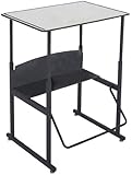 Safco Products 1203GR Alphabetter Stand-Up Desk with Swinging Footrest Bar, 28" x 20" Premium Top, Black Frame/ Gray Top
