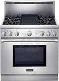 Thermador Pro Harmony PRG364EDH 36 Pro-Style All-Gas Range with 4 Star Burners (2 w/ ExtraLow Simmer Setting), Electric Griddle, European 3rd Element Convection, Manual Clean & 5.0 cu. ft. Oven Capacity: Natural Gas