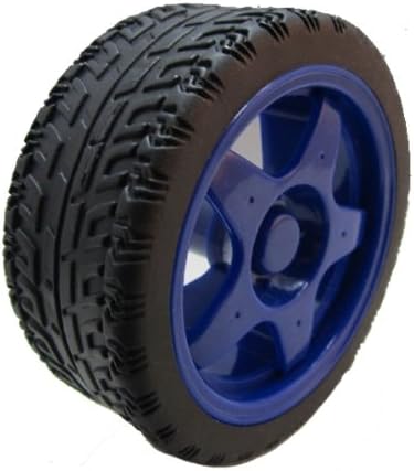 Beautyforall 2pcs Diameter 65mm Rubber Tire Wheel For RC Smart Robot Car (Blue)