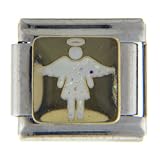 White Angel Symbol Religious Italian Charms Bracelet Link