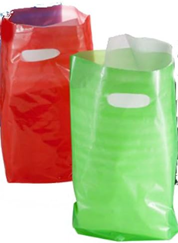 100 Christmas Holiday Treat Goody Bags ~ Great for Party Favors and Stocking Stuffers (Red & Green)
