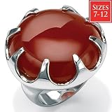 Red Chalcedony Sterling Silver Ring, Sizes 7-12